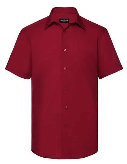Men`s Short Sleeve Tailored Polycotton Poplin Shirt