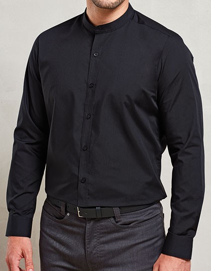 PW258 Premier Workwear Men´s Banded Collar Grandad Long Sleeve Shirt