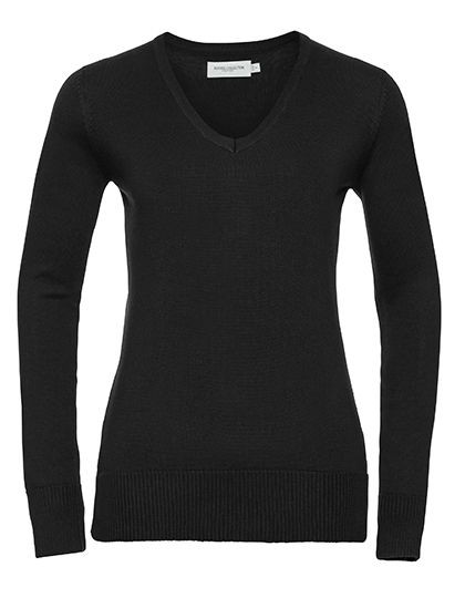 Ladies` V-Neck Knitted Pullover