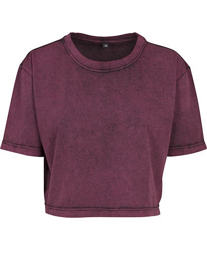 Ladies` Acid Washed Cropped Tee