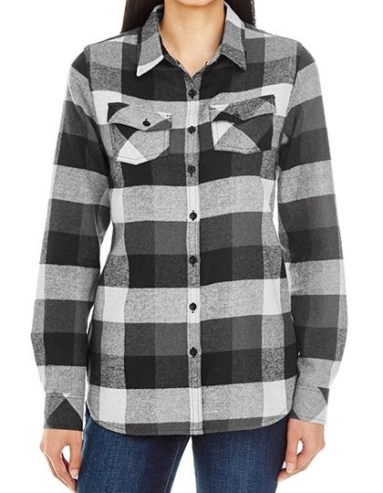 Women`s Woven Plaid Flannel Shirt