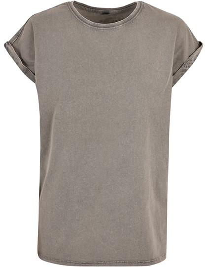 Ladies` Acid Washed Extended Shoulder Tee